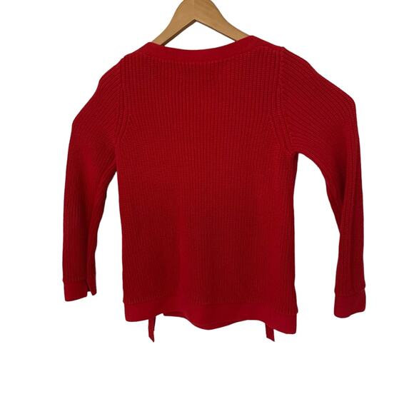 LOFT Sweater Womens Size Small Ribbed Knit Red Side Lace-Up Tie 100% Cotton - Picture 5 of 5